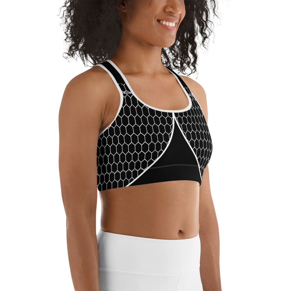 BabyCakes Sports Bra - Black & White HoneyComb