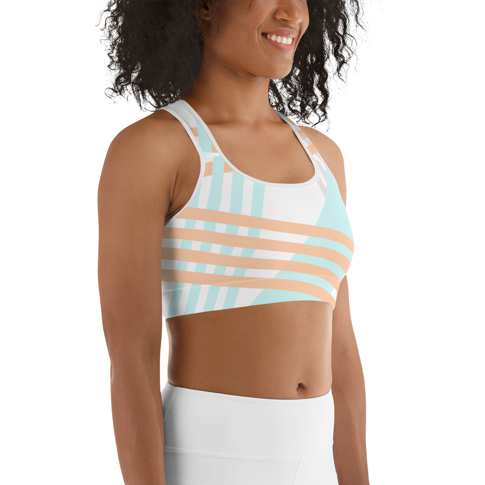 BabyCakes Sports Bra - Blue & Peach Stripe