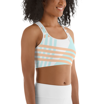 BabyCakes Sports Bra - Blue & Peach Stripe