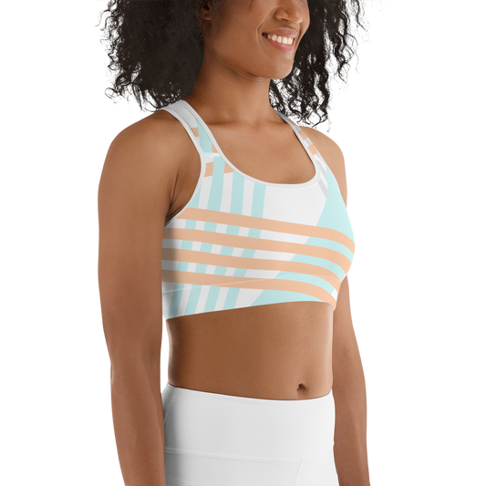 BabyCakes Sports Bra - Blue & Peach Stripe