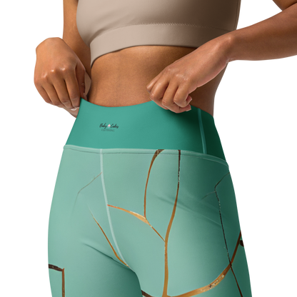 BabyCakes Yoga Leggings - Teal & Gold