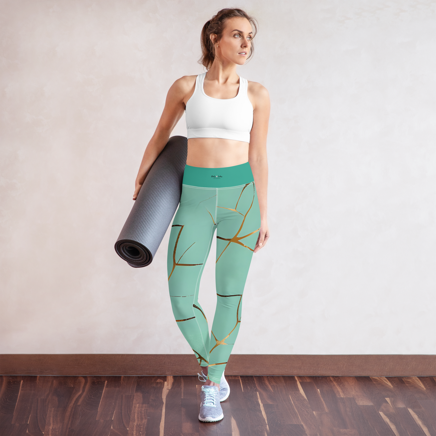 BabyCakes Yoga Leggings - Teal & Gold