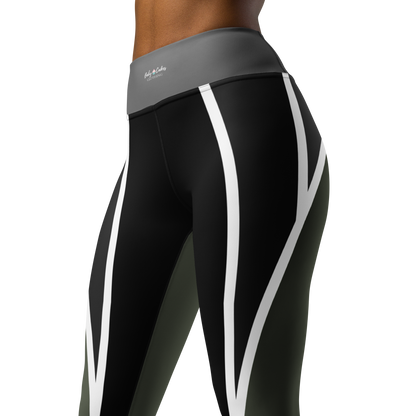 BabyCakes Yoga Leggings - Green & Black Strip