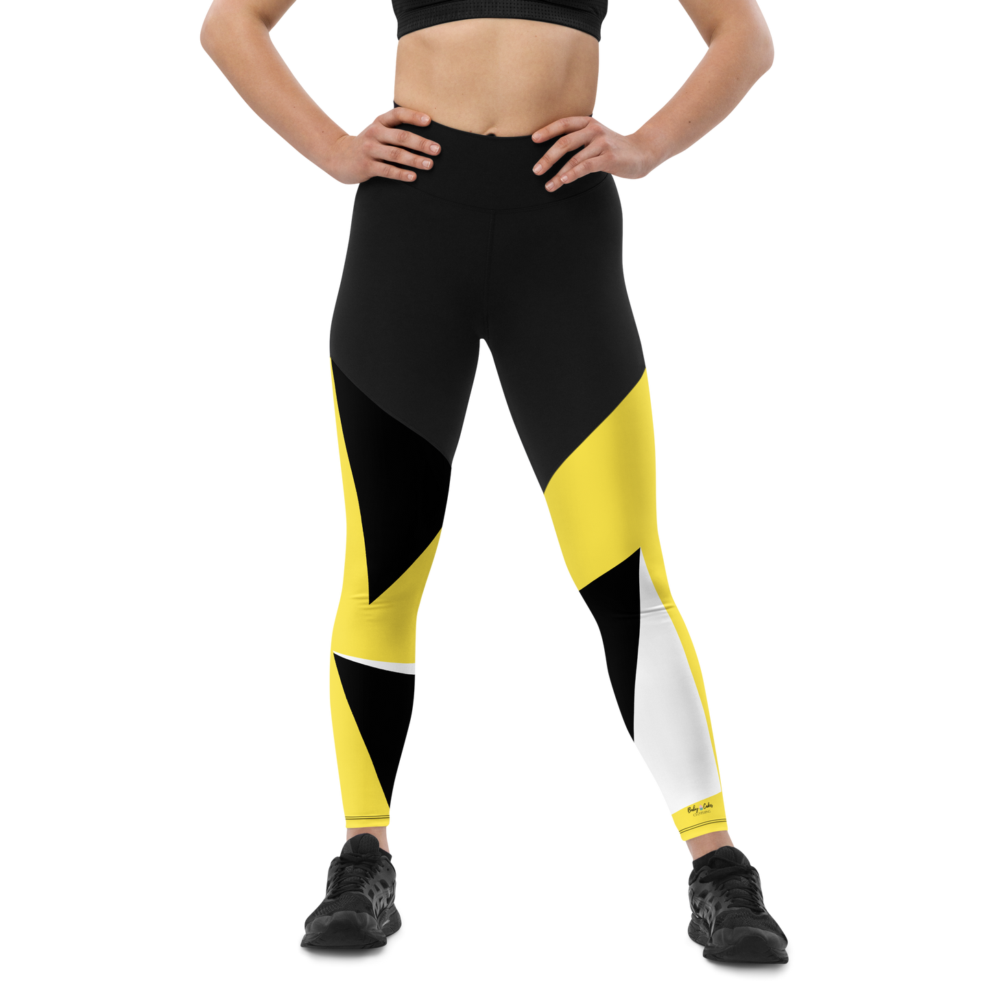 BabyCakes Sports Leggings - Black & Yellow