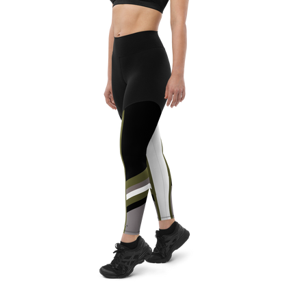 BabyCakes Sports Leggings - Green Stripes