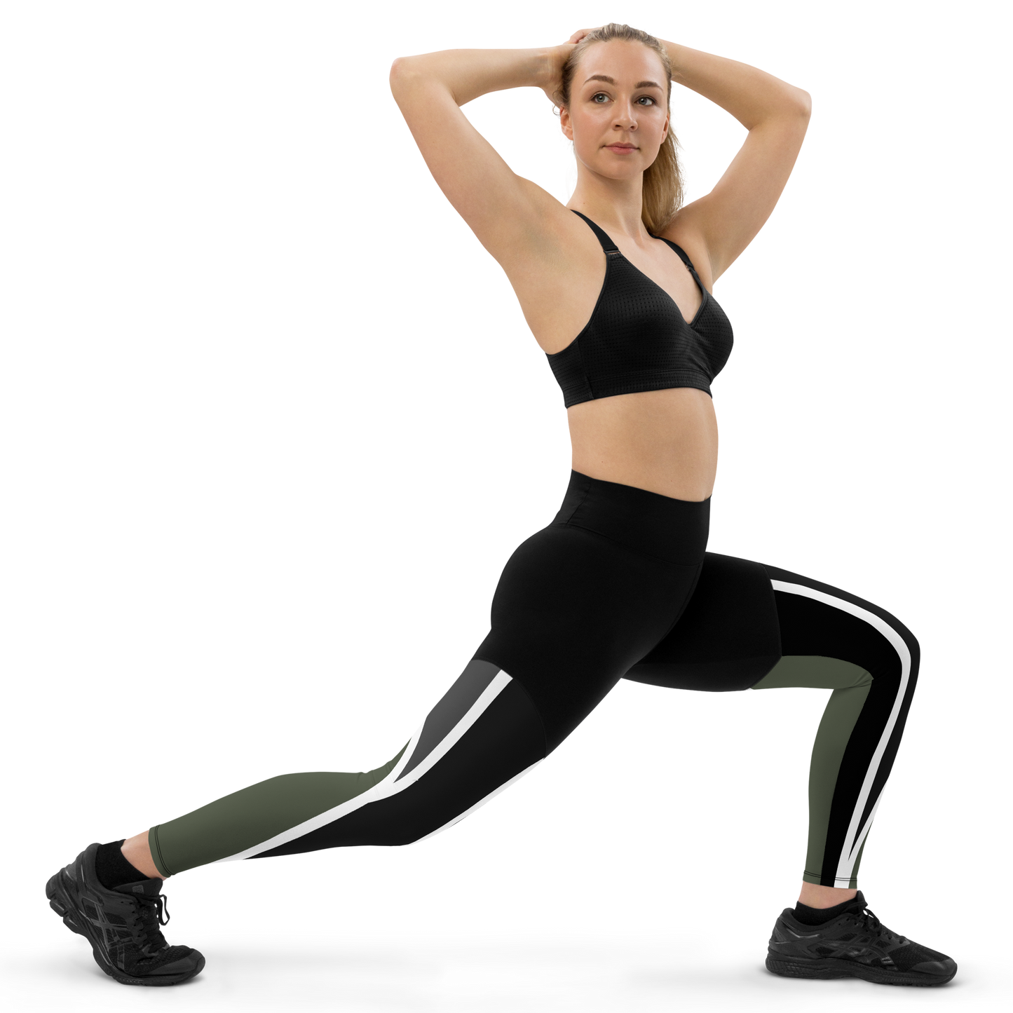 BabyCakes Sports Leggings - Green & White Stripe