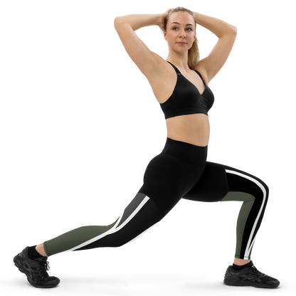 BabyCakes Sports Leggings - Green & White Stripe