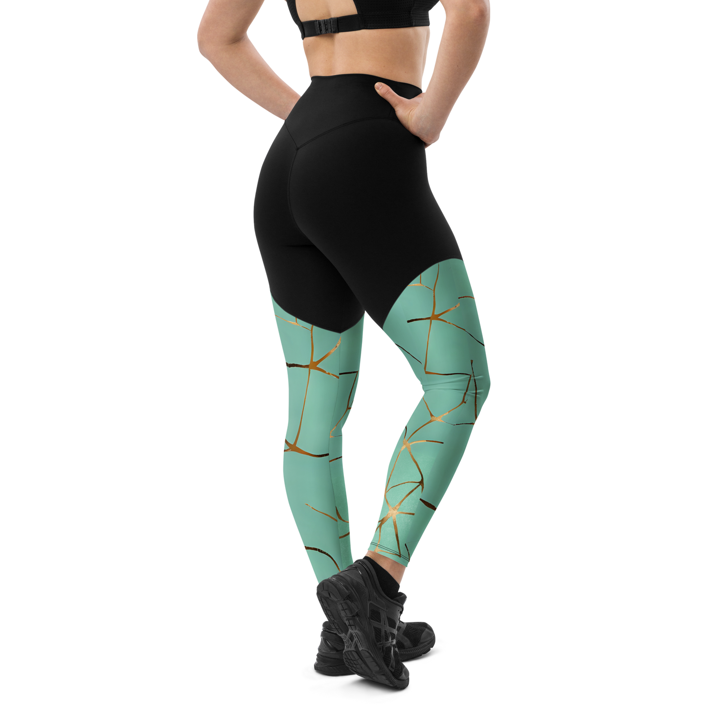 BabyCakes Sports Leggings - Teal & Gold