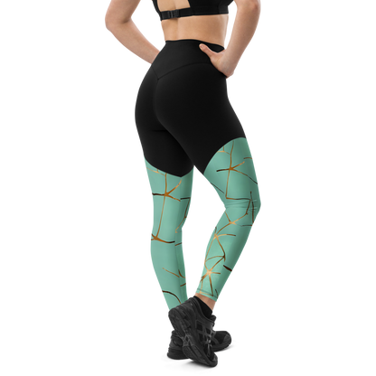 BabyCakes Sports Leggings - Teal & Gold