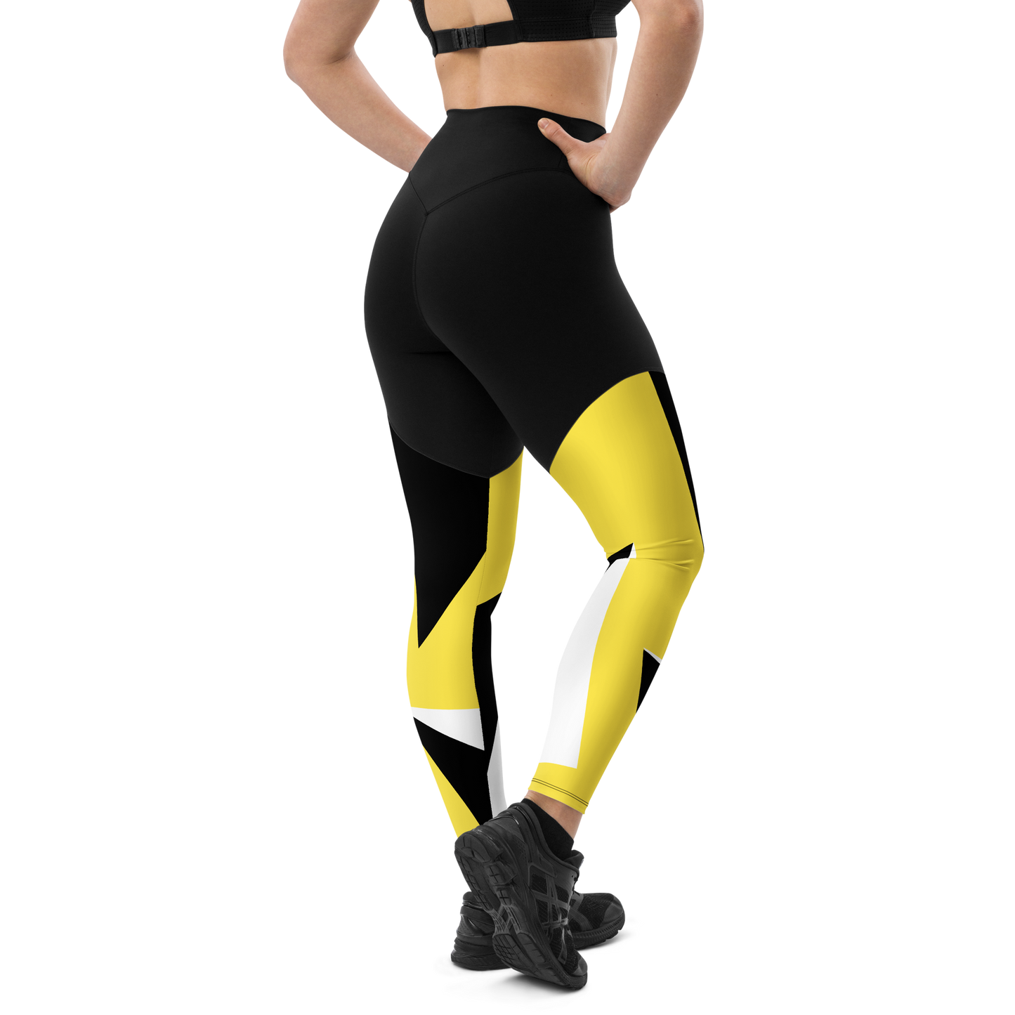 BabyCakes Sports Leggings - Black & Yellow