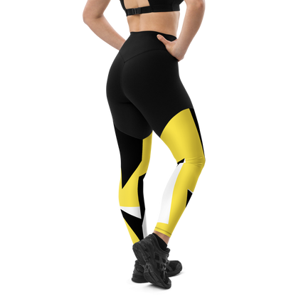 BabyCakes Sports Leggings - Black & Yellow